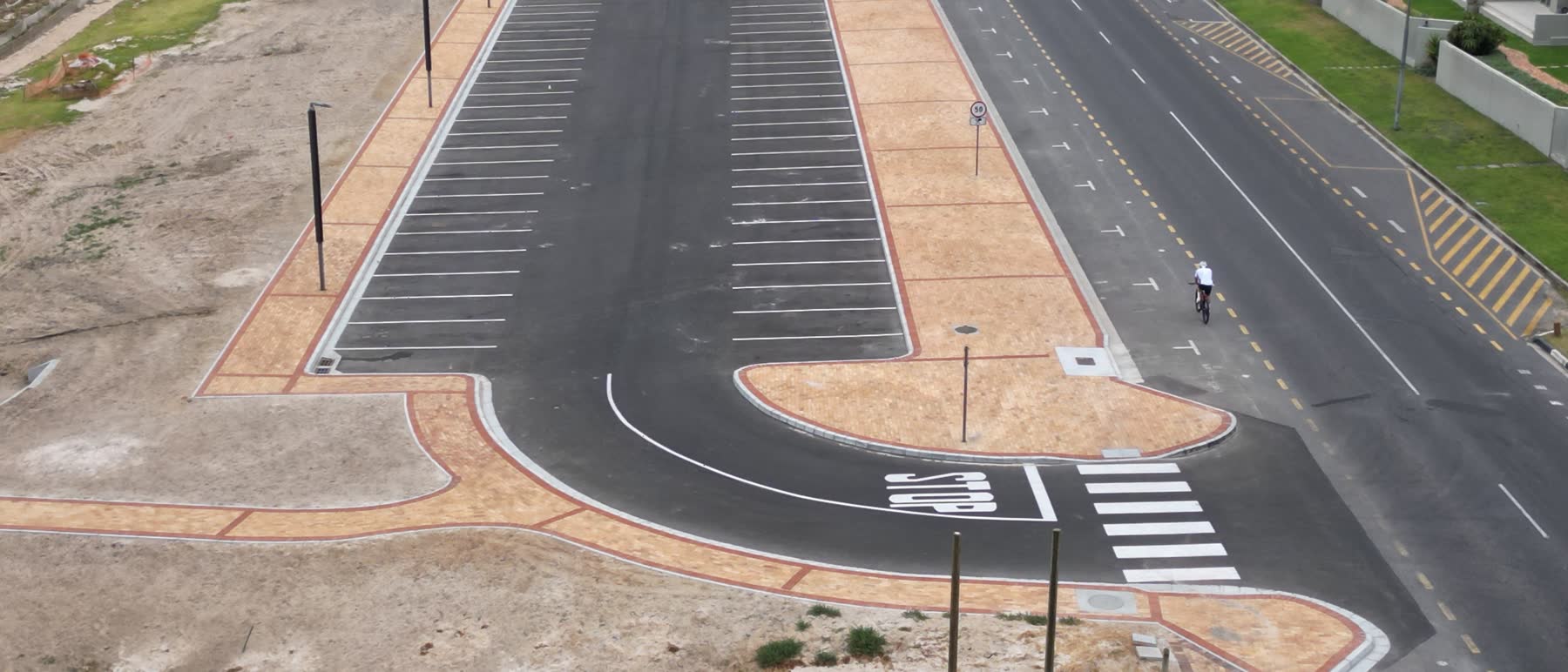 Finished parking area and paving at Table View, seen from above