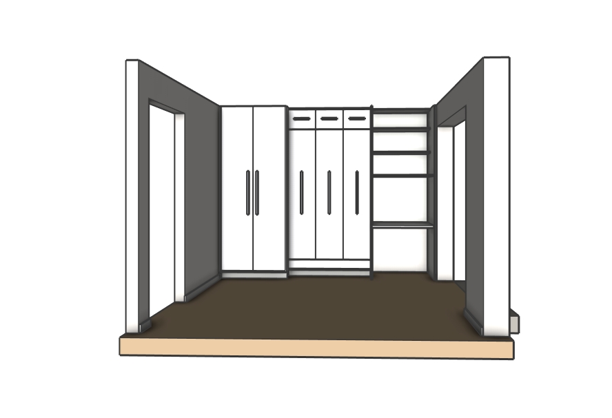 The working SketchUp model of the fold-away bed room, built to the room's real dimensions